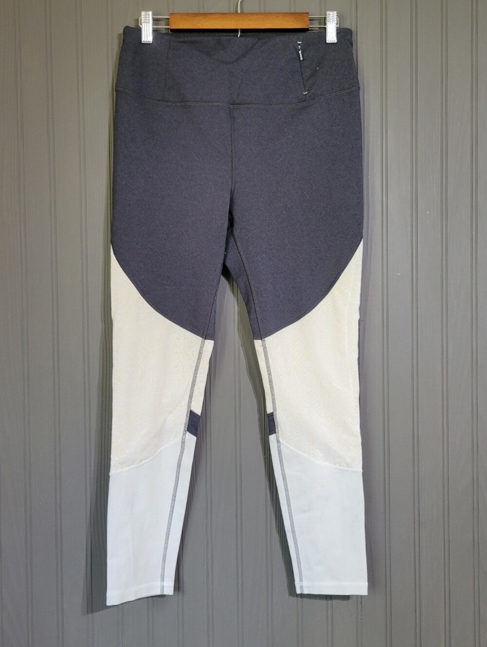 Calia By Carrie Underwood Leggings Mesh Detail Colorblock Gray Cream Women's L